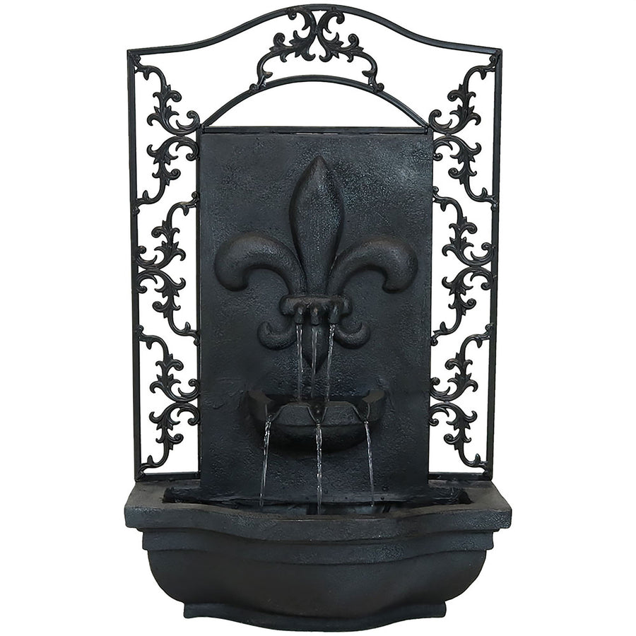 Sunnydaze French Lily Polystone Outdoor Solar Wall Fountain - Lead Image 1