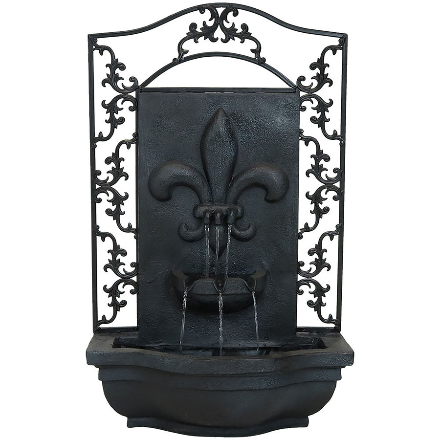 Sunnydaze French Lily Outdoor Solar Wall Fountain with Battery - Lead Image 1