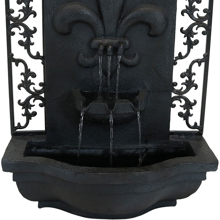 Sunnydaze French Lily Outdoor Solar Wall Fountain with Battery - Lead Image 6