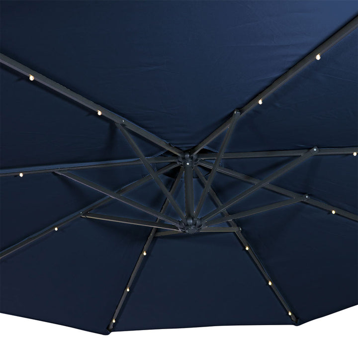 Sunnydaze 10 ft Solar Offset Steel Patio Umbrella with Crank - Navy Blue Image 12