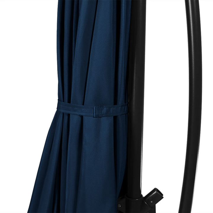 Sunnydaze 10 ft Solar Offset Steel Patio Umbrella with Crank - Navy Blue Image 9