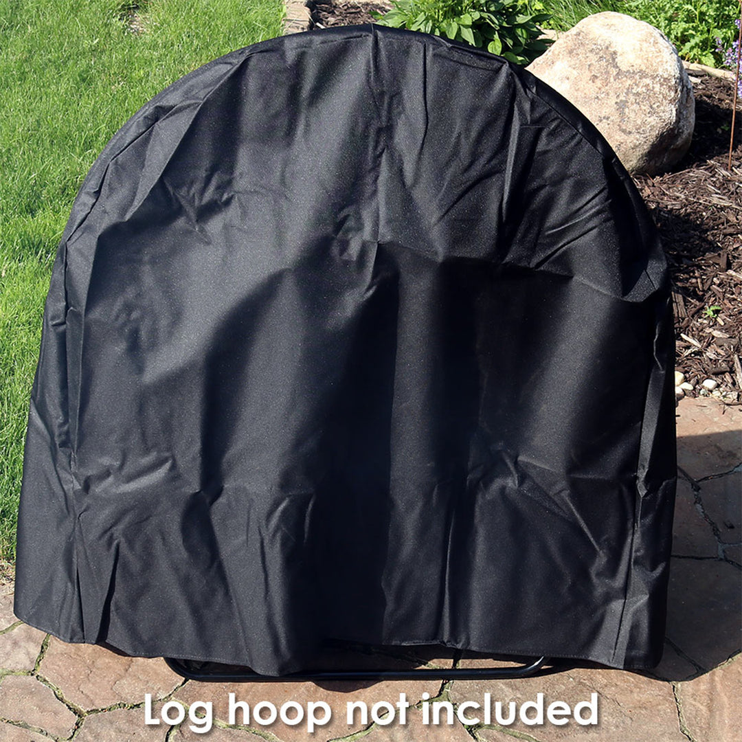 Sunnydaze 40 in Heavy-Duty Polyester Firewood Log Hoop Rack Cover - Black Image 4