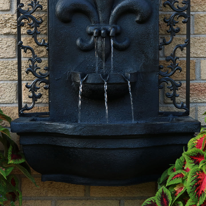 Sunnydaze French Lily Polystone Outdoor Solar Wall Fountain - Lead Image 6