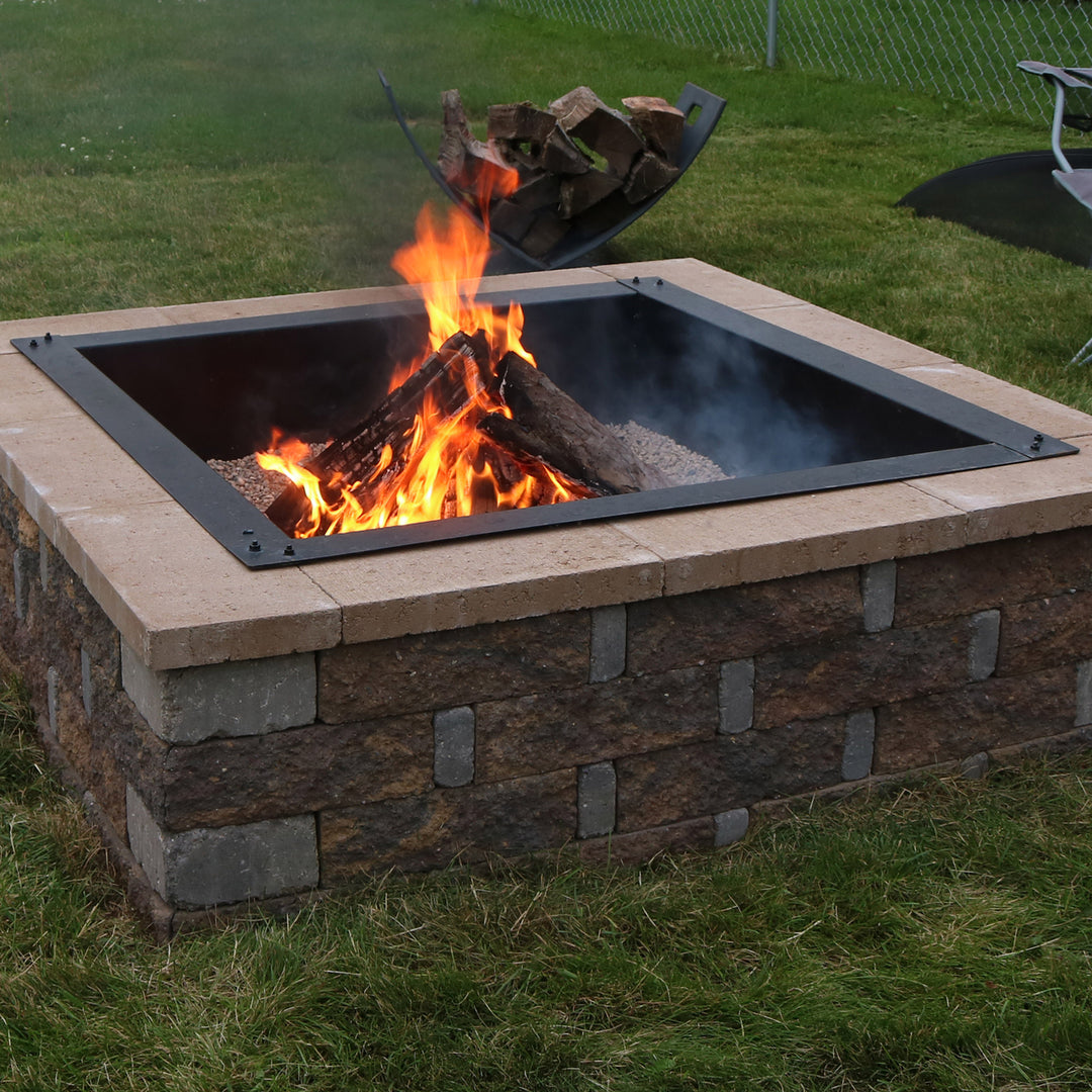 Sunnydaze 36 in Heavy-Duty Steel Above/In-Ground Square Fire Pit Rim Liner Image 4