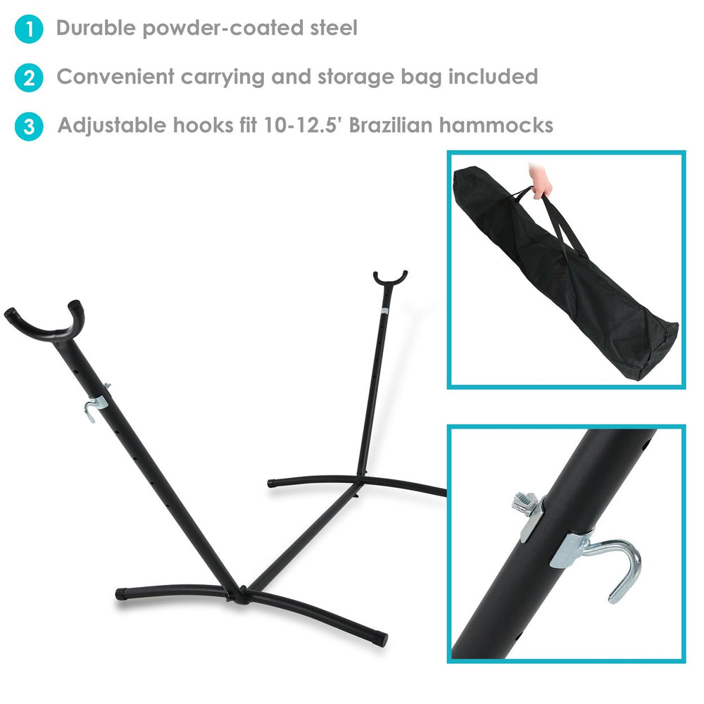 Sunnydaze Steel Hammock Stand with Carrying Case - Black - 100 in Image 2