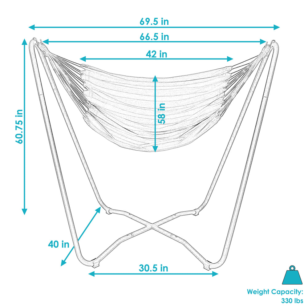 Sunnydaze Cotton Hammock Chair with Space Saving Steel Stand - Sunset Image 2