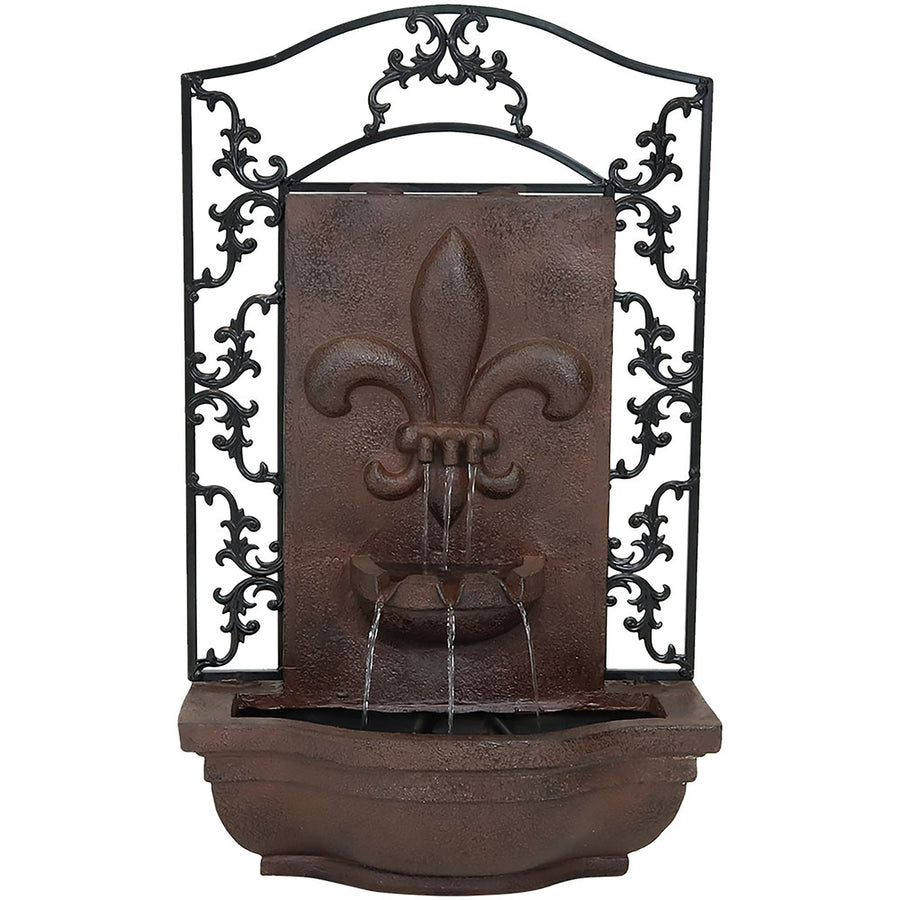 Sunnydaze French Lily Outoor Solar Wall Fountain with Battery - Iron Image 1