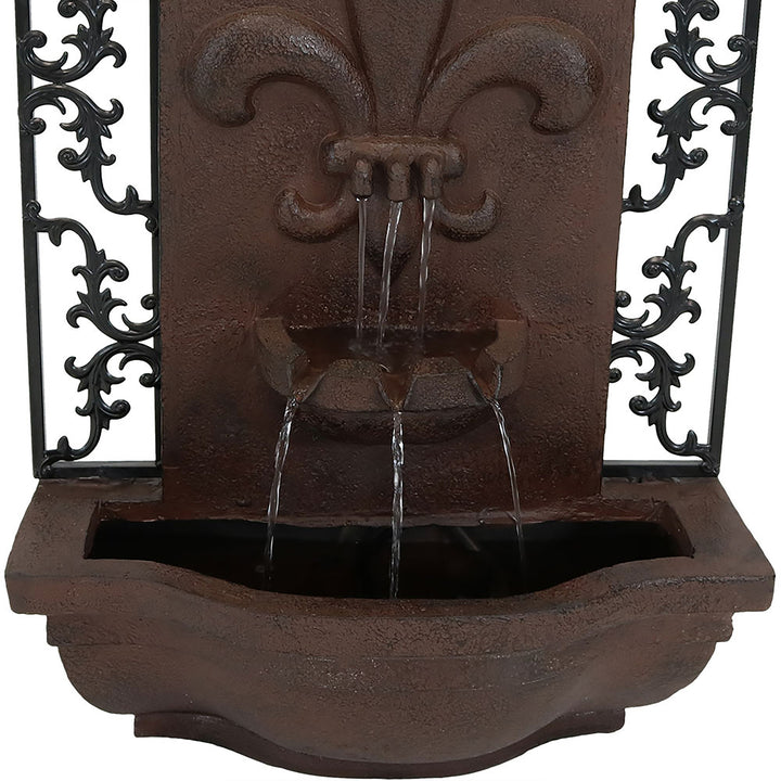 Sunnydaze French Lily Outoor Solar Wall Fountain with Battery - Iron Image 7