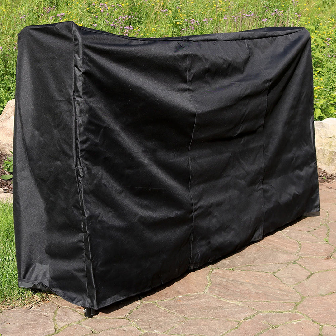 Sunnydaze 6 ft Heavy-Duty PVC Firewood Log Rack Cover - Black Image 4