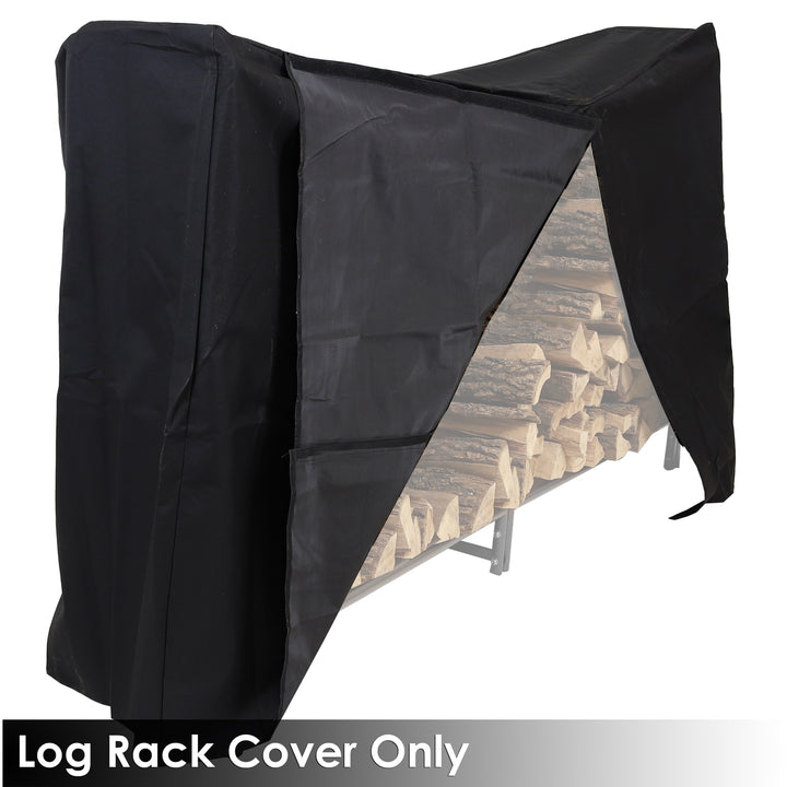 Sunnydaze 6 ft Heavy-Duty PVC Firewood Log Rack Cover - Black Image 5