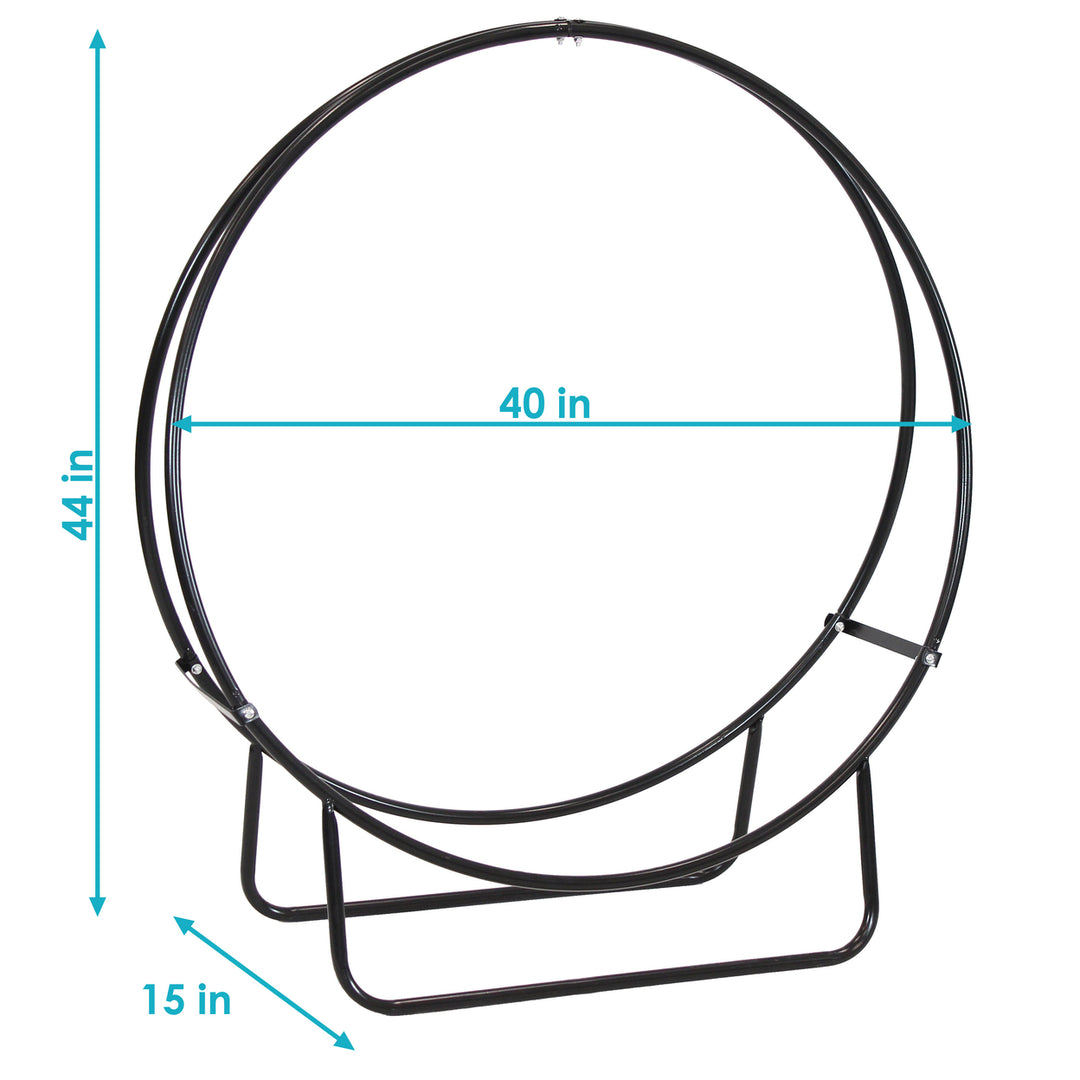 Sunnydaze 40 in Powder-Coated Steel Outdoor Firewood Log Hoop Rack Image 3