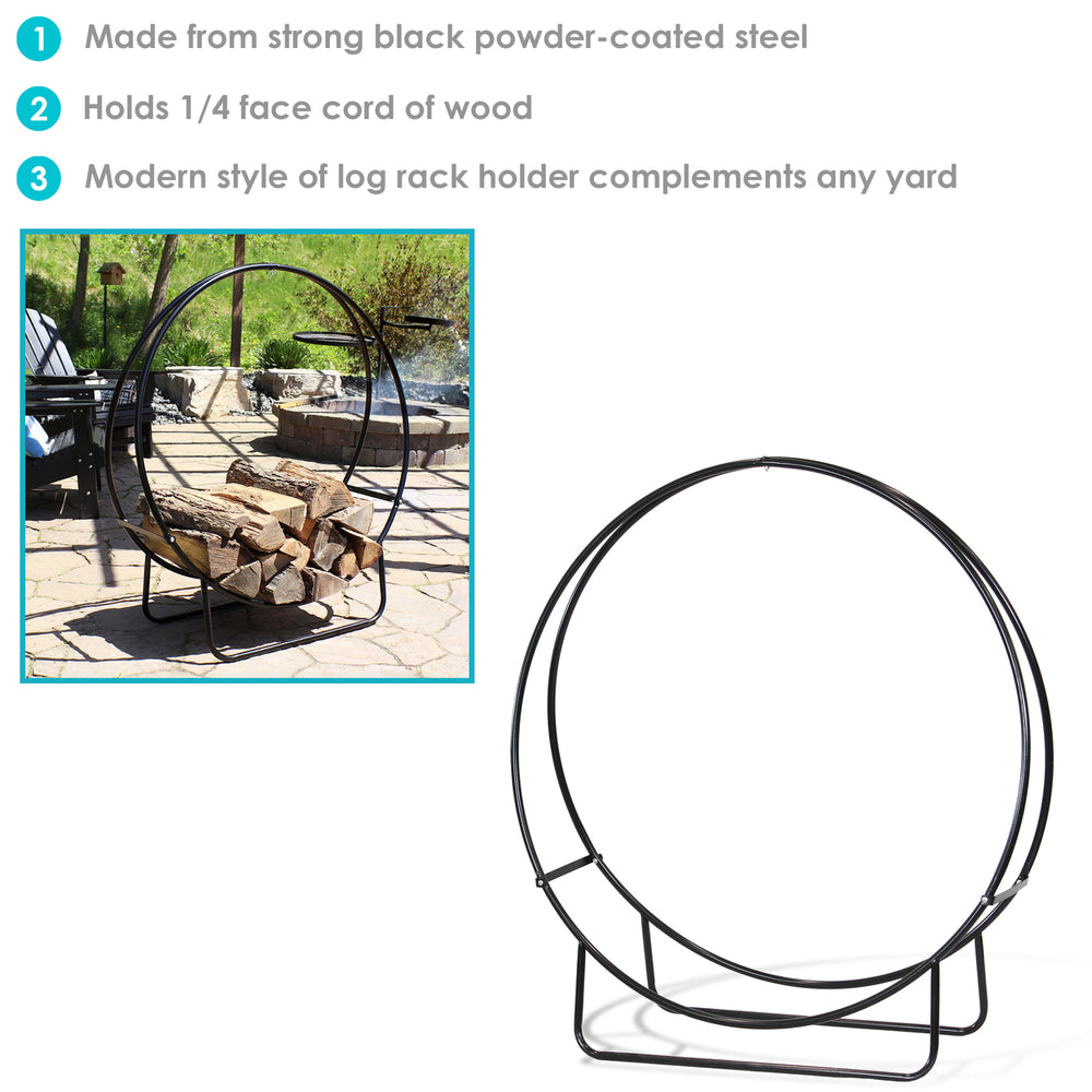 Sunnydaze 40 in Powder-Coated Steel Outdoor Firewood Log Hoop Rack Image 2