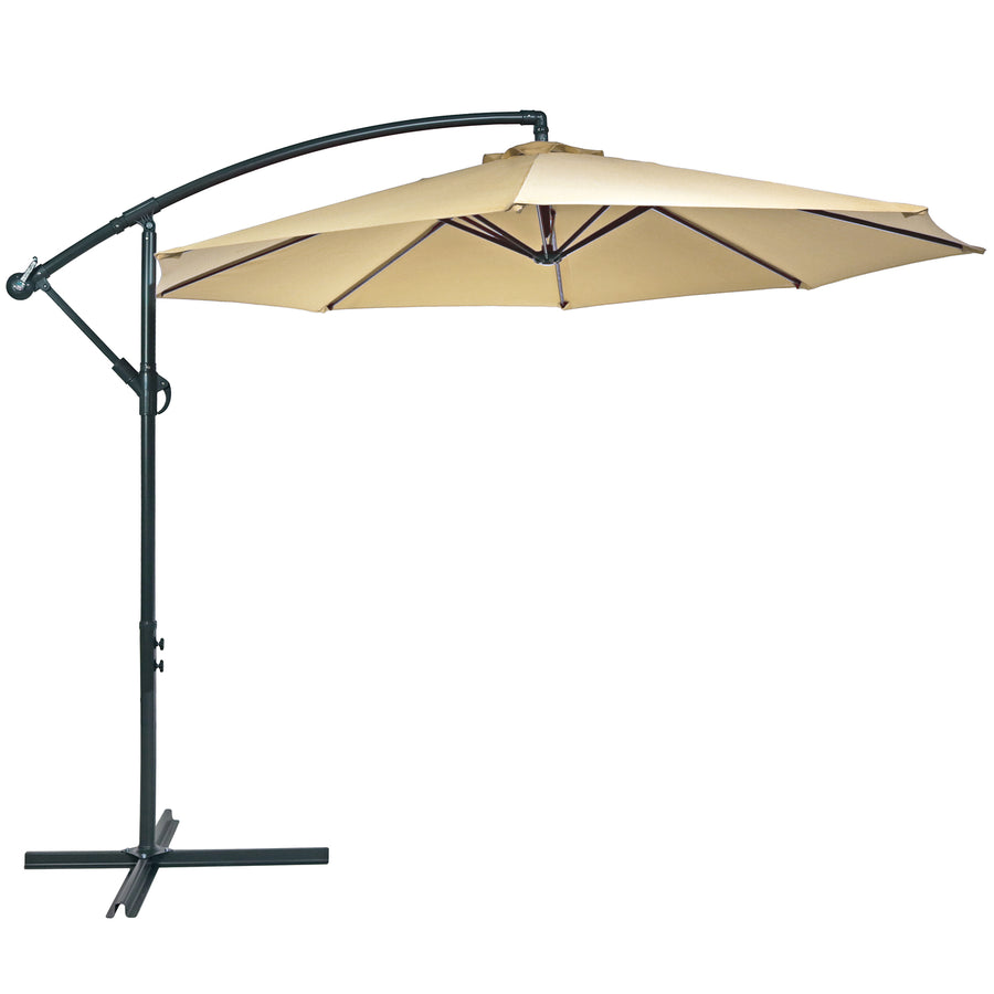 Sunnydaze 10 ft Cantilever Offset Steel Patio Umbrella with Crank - Beige Image 1