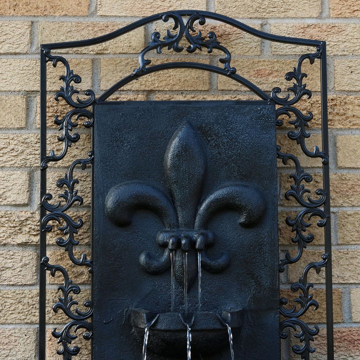 Sunnydaze French Lily Polystone Outdoor Wall Fountain - Lead Image 3