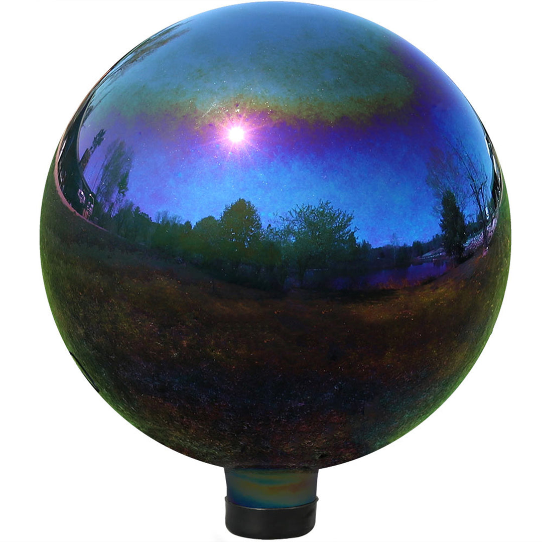 Sunnydaze Mirrored Glass Gazing Globe - 10 in - Rainbow Image 1