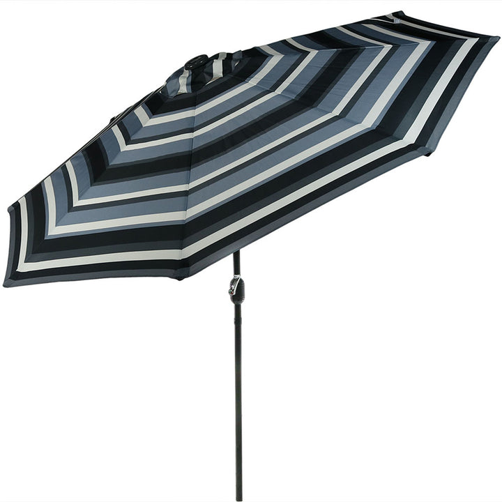 Sunnydaze 9 ft Solar Patio Umbrella with Lights, Tilt, and Crank - Catalina Image 1