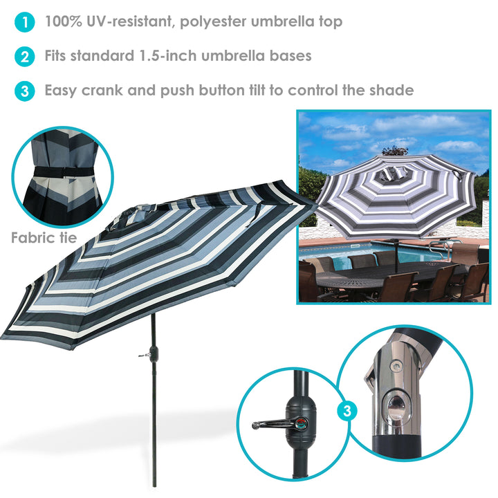 Sunnydaze 9 ft Aluminum Patio Umbrella with Tilt and Crank - Catalina Beach Image 2