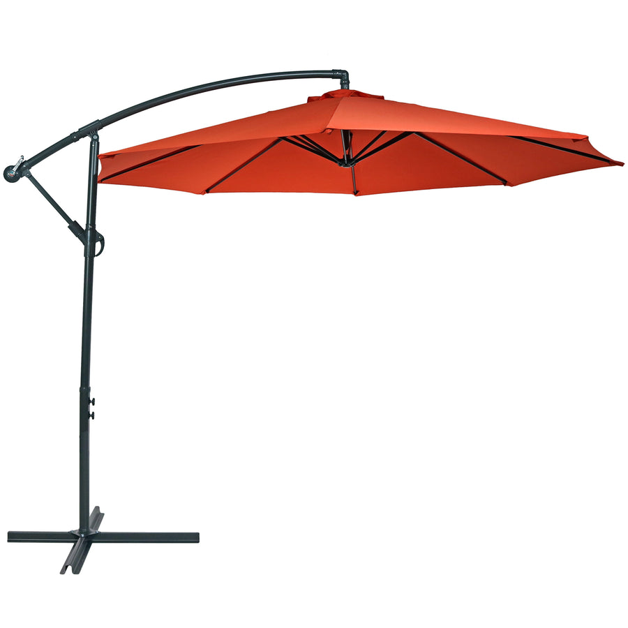 Sunnydaze 10 ft Cantilever Offset Steel Patio Umbrella with Crank - Orange Image 1
