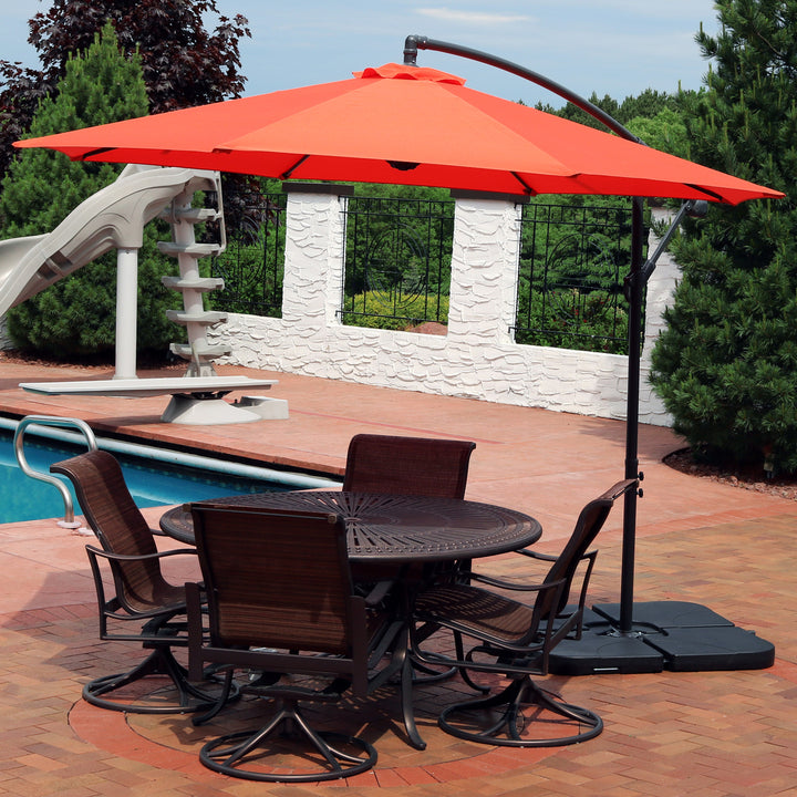 Sunnydaze 10 ft Cantilever Offset Steel Patio Umbrella with Crank - Orange Image 4