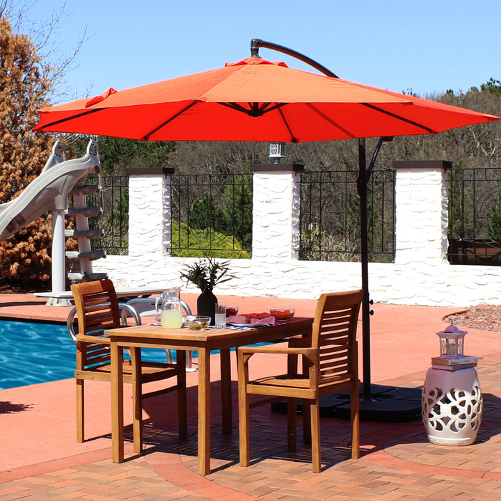 Sunnydaze 10 ft Cantilever Offset Steel Patio Umbrella with Crank - Orange Image 6