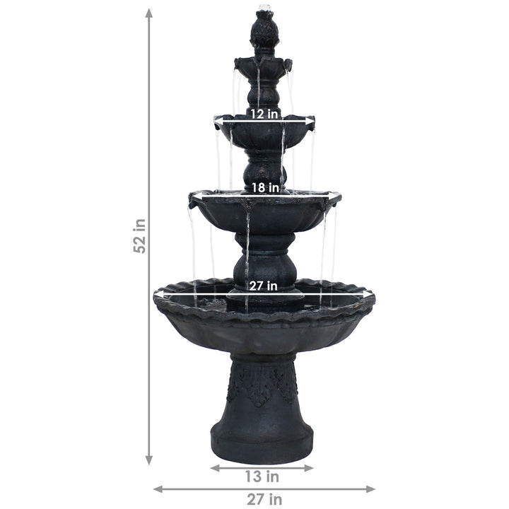 Sunnydaze Pineapple Resin Outdoor 4-Tier Water Fountain - Black Image 4