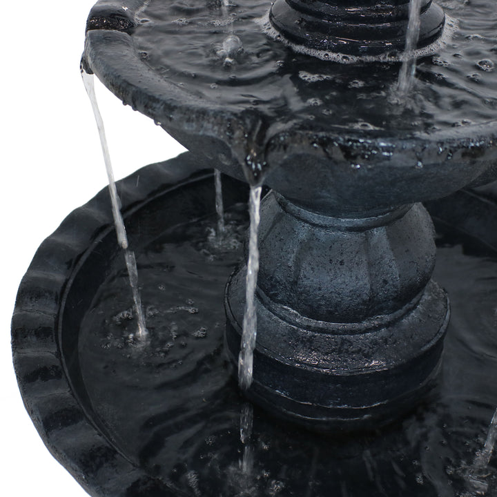 Sunnydaze Pineapple Resin Outdoor 4-Tier Water Fountain - Black Image 9