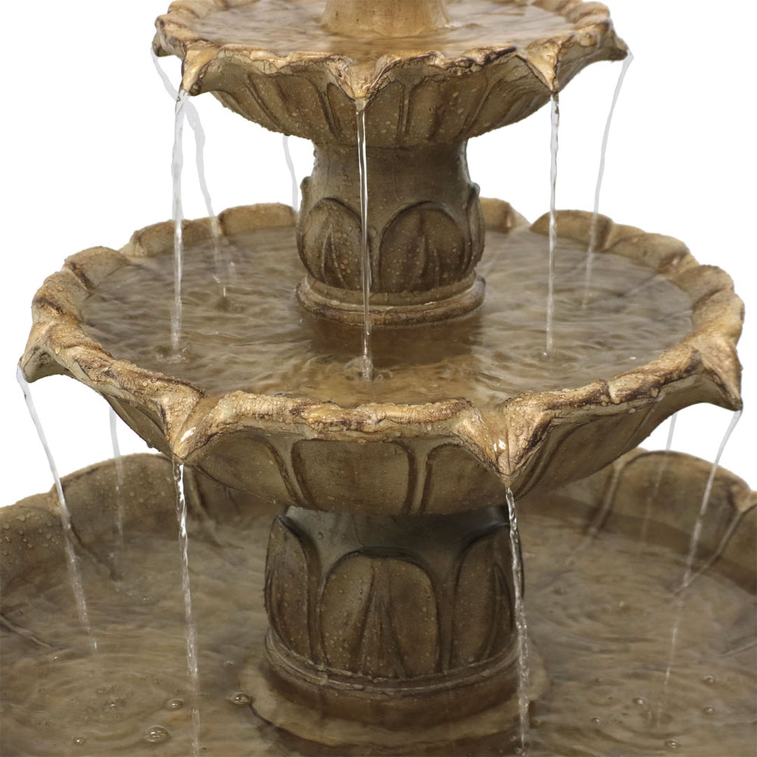 Sunnydaze Classic Tulip Polystone Outdoor 3-Tier Fountain - Stone Image 11