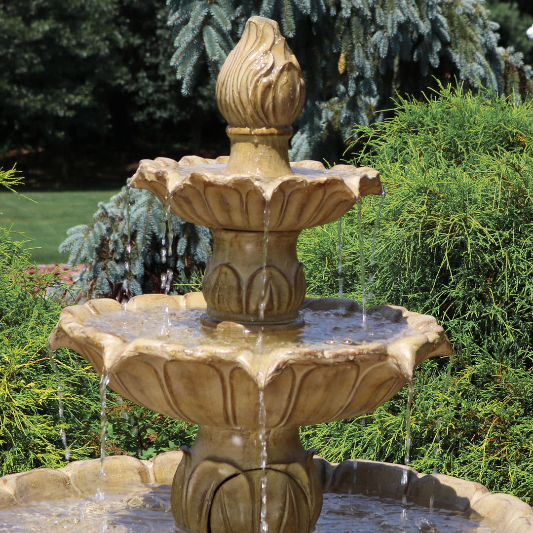 Sunnydaze Classic Tulip Polystone Outdoor 3-Tier Fountain - Stone Image 5