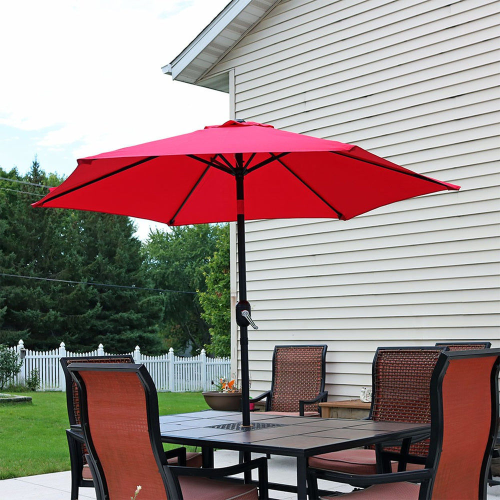 Sunnydaze 7.5 ft Aluminum Patio Umbrella with Tilt and Crank - Red Image 2