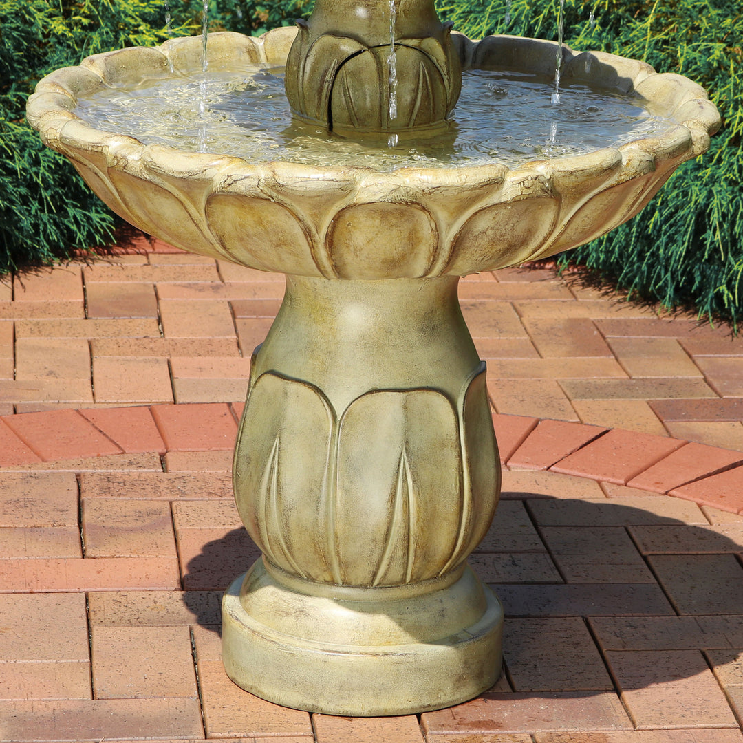 Sunnydaze Classic Tulip Polystone Outdoor 3-Tier Fountain - Stone Image 6