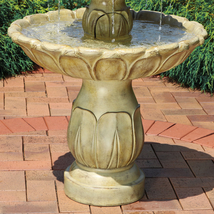 Sunnydaze Classic Tulip Polystone Outdoor 3-Tier Fountain - Stone Image 6