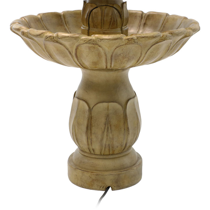 Sunnydaze Classic Tulip Polystone Outdoor 3-Tier Fountain - Stone Image 10