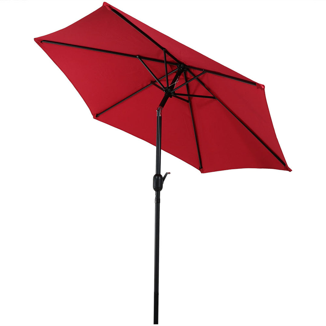 Sunnydaze 7.5 ft Aluminum Patio Umbrella with Tilt and Crank - Red Image 8