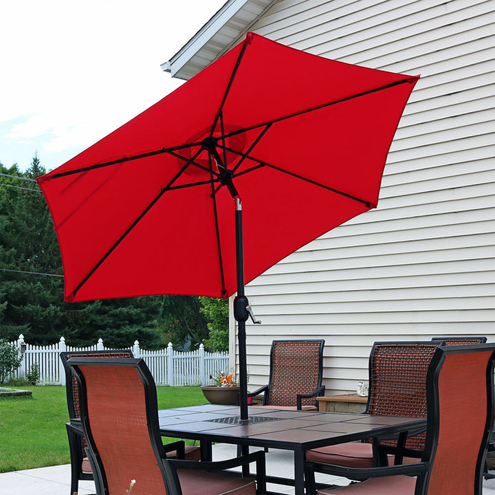 Sunnydaze 7.5 ft Aluminum Patio Umbrella with Tilt and Crank - Red Image 5