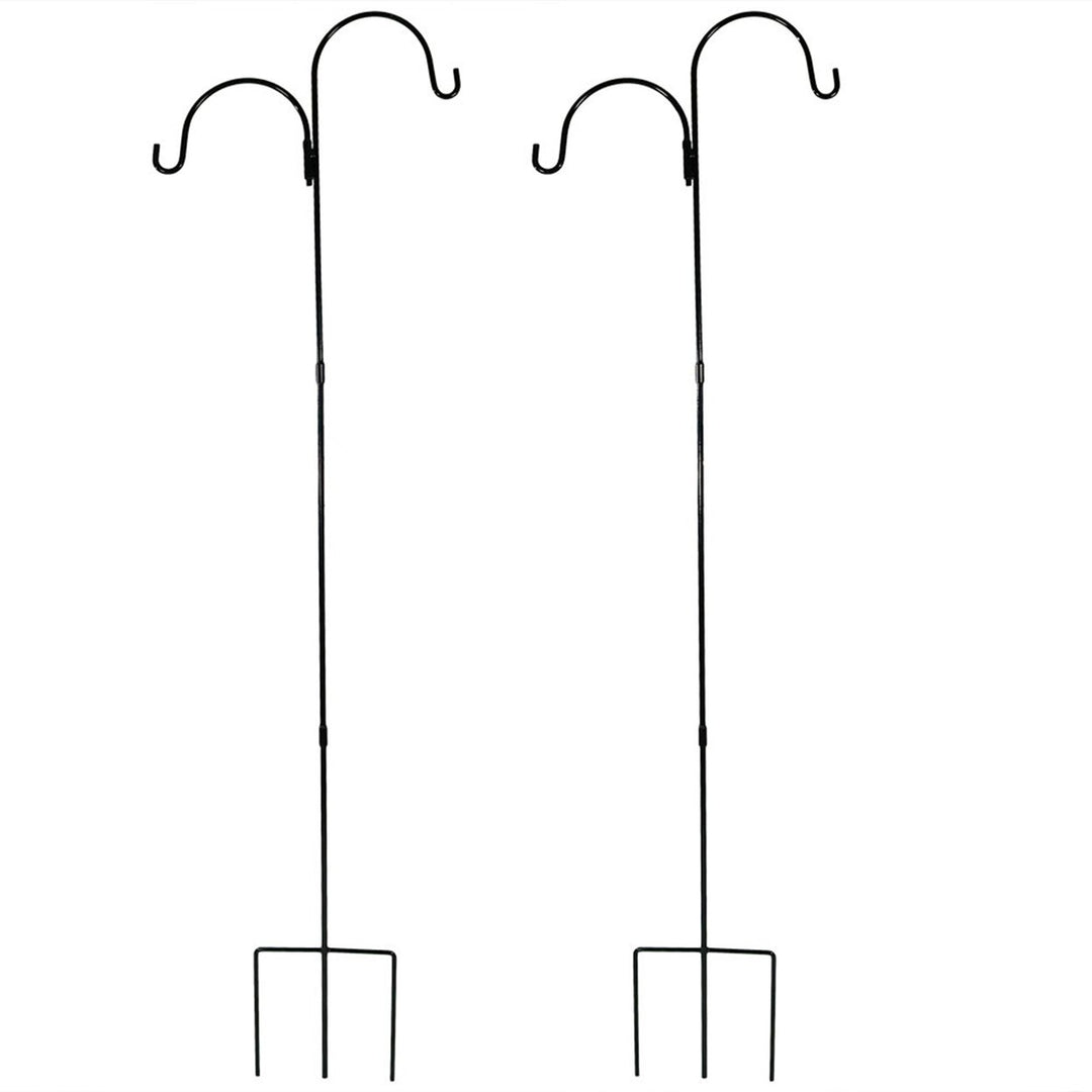 Sunnydaze Black Steel Hanging Double Shepherd Hooks - 84 in - Set of 2 Image 1