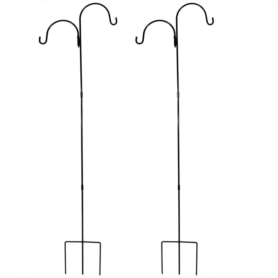 Sunnydaze Black Steel Hanging Double Shepherd Hooks - 84 in - Set of 2 Image 1