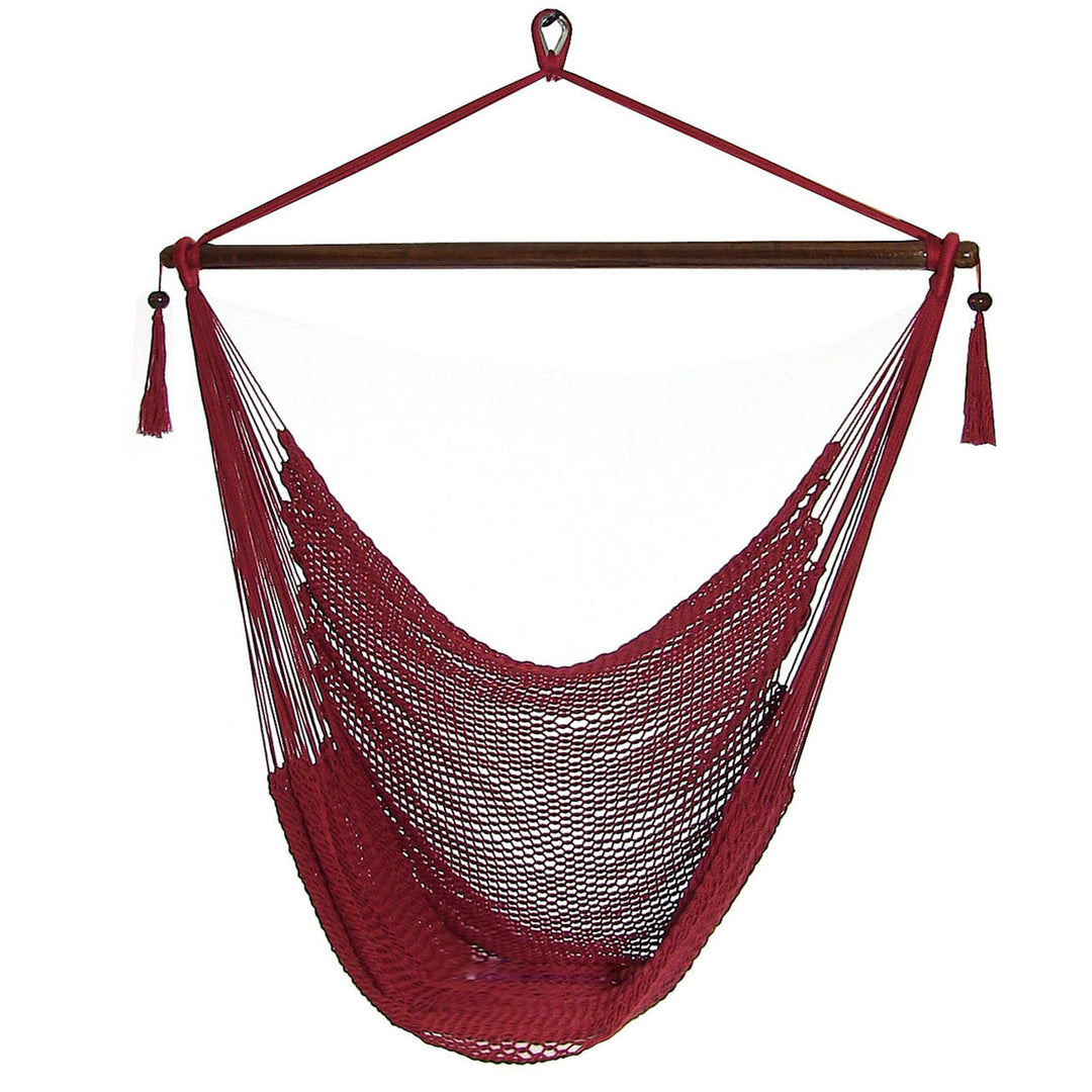 Sunnydaze Extra Large Hammock Chair with Adjustable Steel Stand - Red Image 4