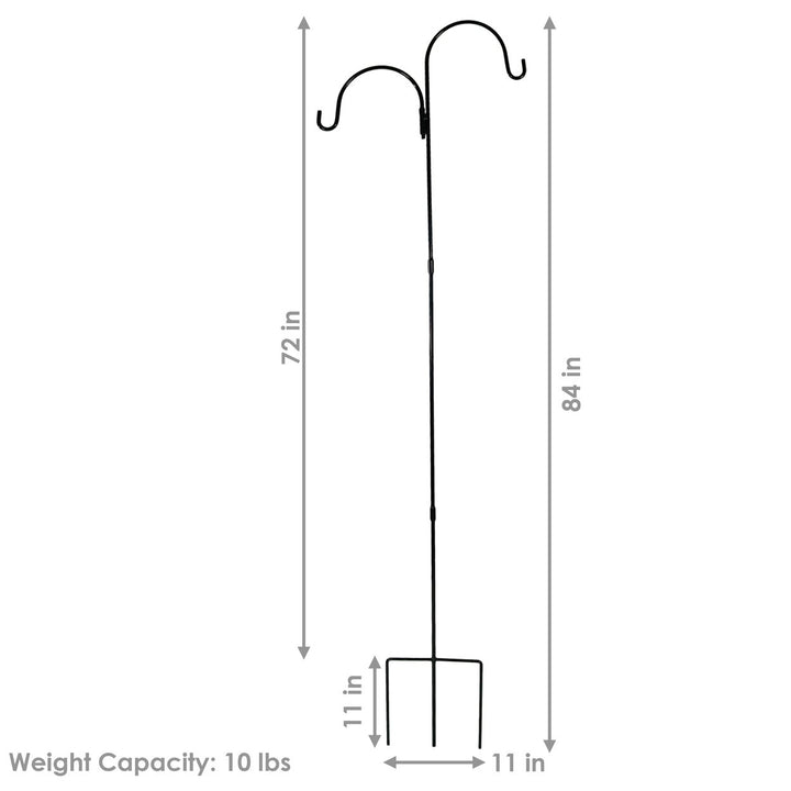 Sunnydaze Black Steel Hanging Double Shepherd Hooks - 84 in - Set of 2 Image 3