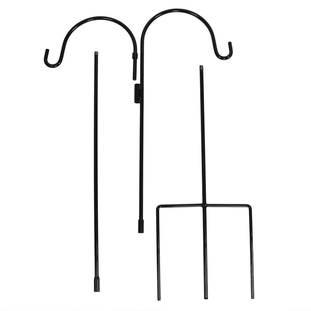 Sunnydaze Black Steel Hanging Double Shepherd Hooks - 84 in - Set of 2 Image 5