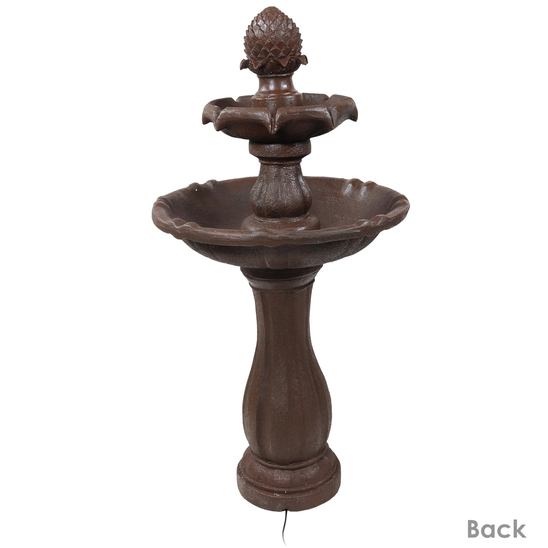 Sunnydaze Pineapple Outdoor 2-Tier Solar Fountain with Battery - Rust Image 8