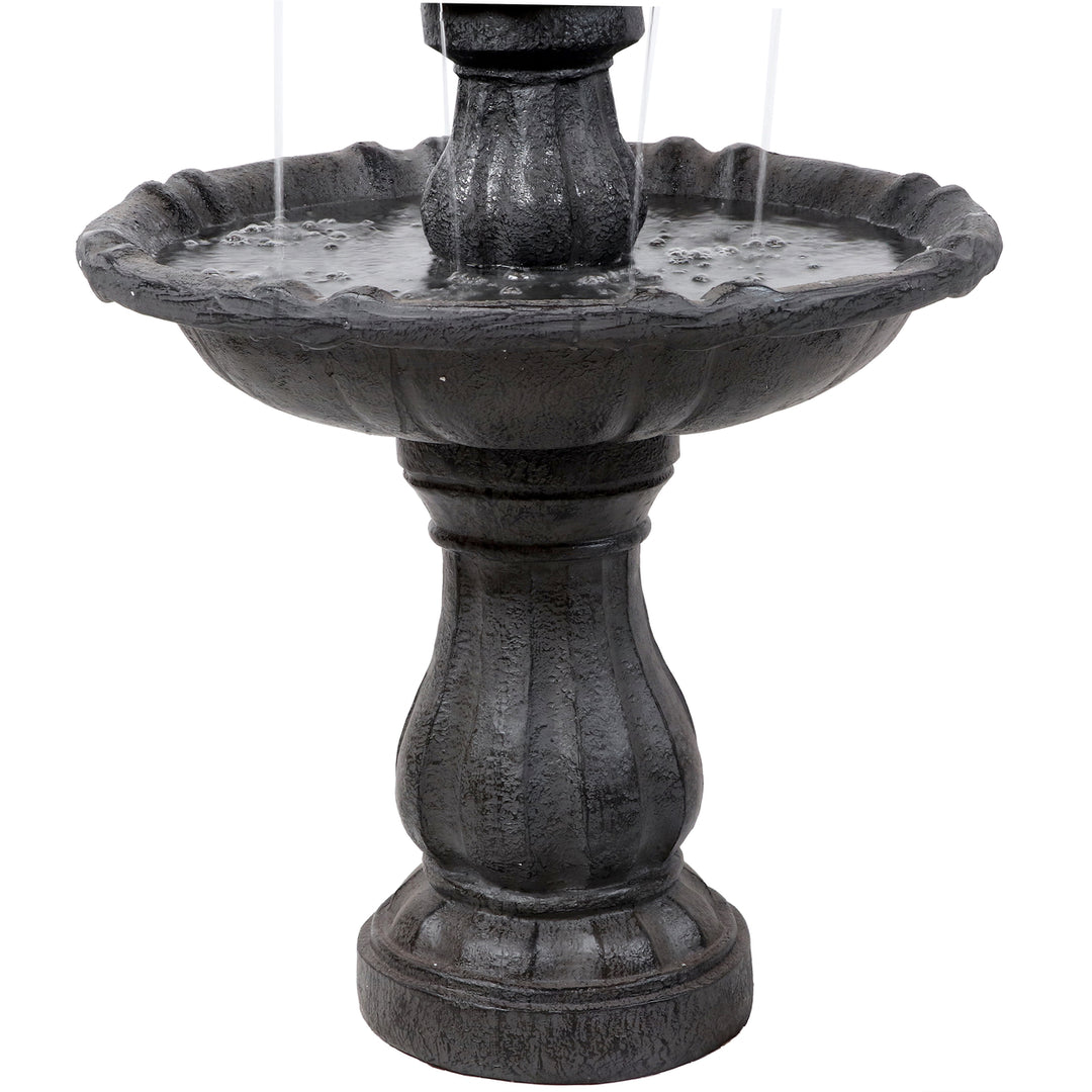 Sunnydaze Resin Outdoor 2-Tier Solar Water Fountain with Battery - Black Image 7