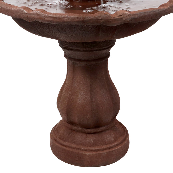 Sunnydaze Resin Outdoor 2-Tier Solar Water Fountain with Battery - Rust Image 10