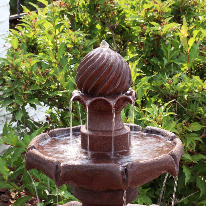 Sunnydaze Resin Outdoor 2-Tier Solar Water Fountain with Battery - Rust Image 6