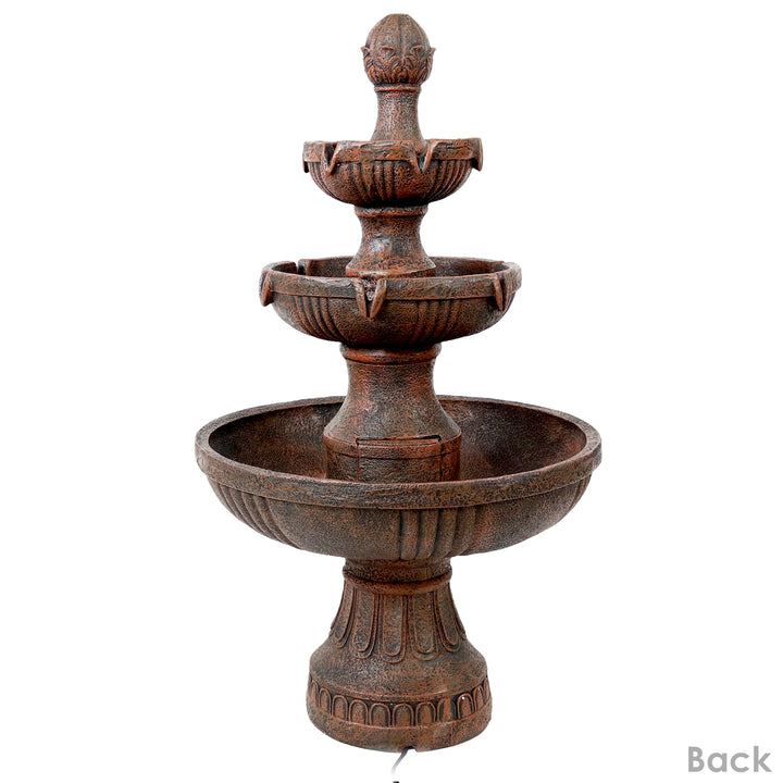 Sunnydaze Flower Blossom Resin Outdoor 3-Tier Fountain - Brown Image 7