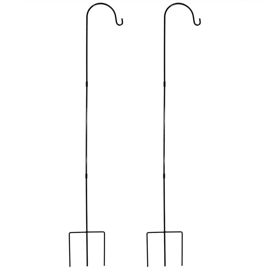 Sunnydaze Black Steel Hanging Single Shepherd Hooks - 82 in - Set of 2 Image 1