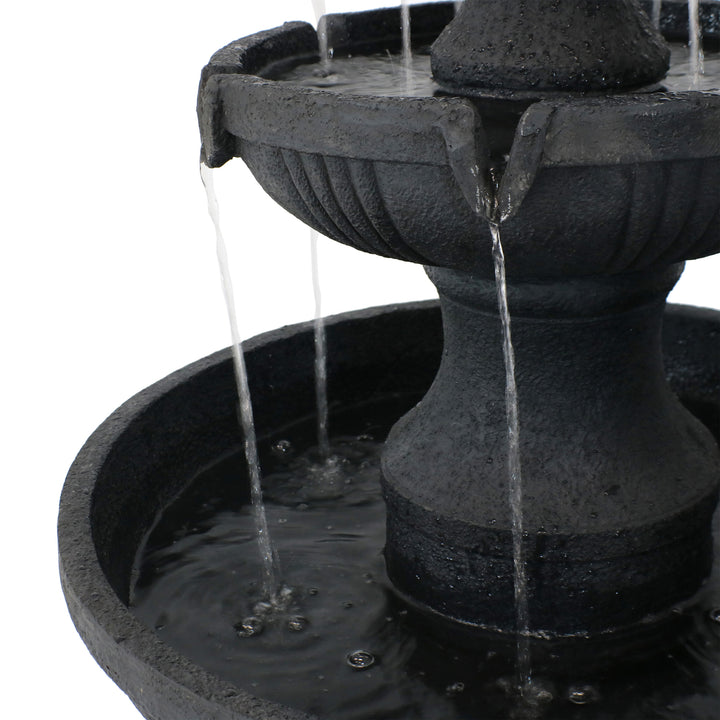 Sunnydaze Flower Blossom Resin Outdoor 3-Tier Fountain - Black Image 6