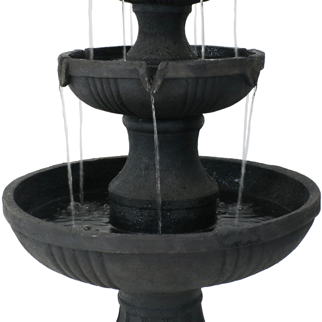 Sunnydaze Flower Blossom Resin Outdoor 3-Tier Fountain - Black Image 8