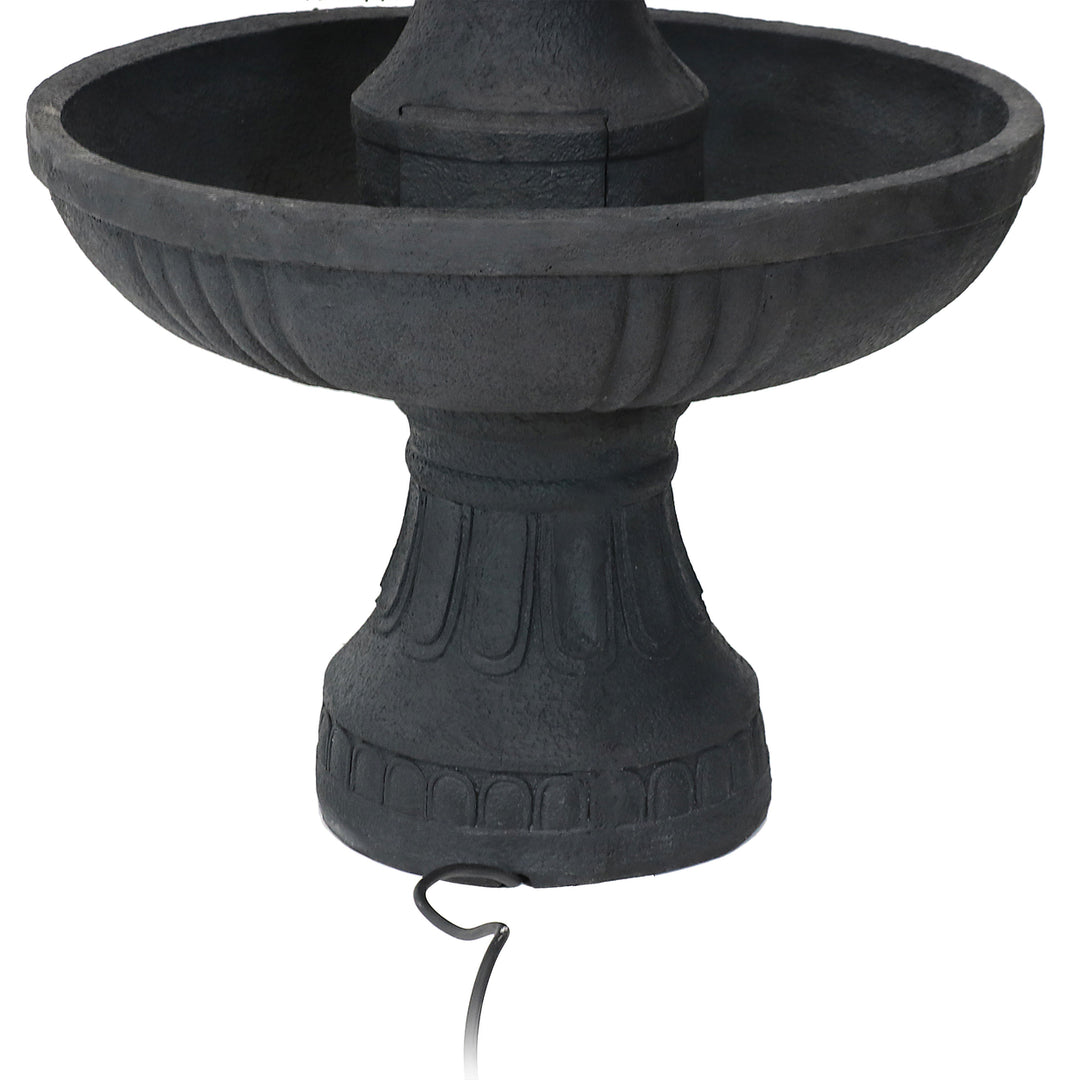 Sunnydaze Flower Blossom Resin Outdoor 3-Tier Fountain - Black Image 10