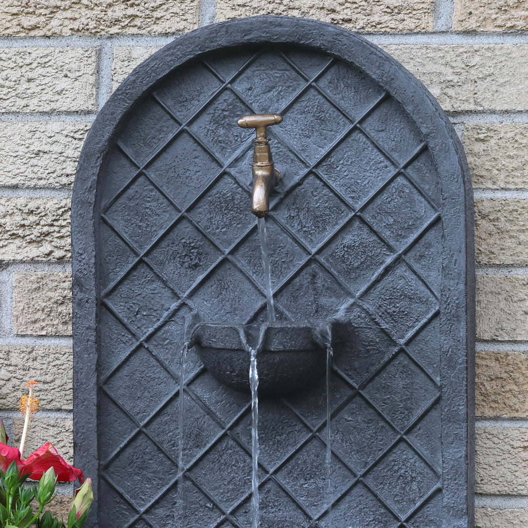 Sunnydaze Messina Polystone Outdoor Solar Wall Fountain - Lead Image 7