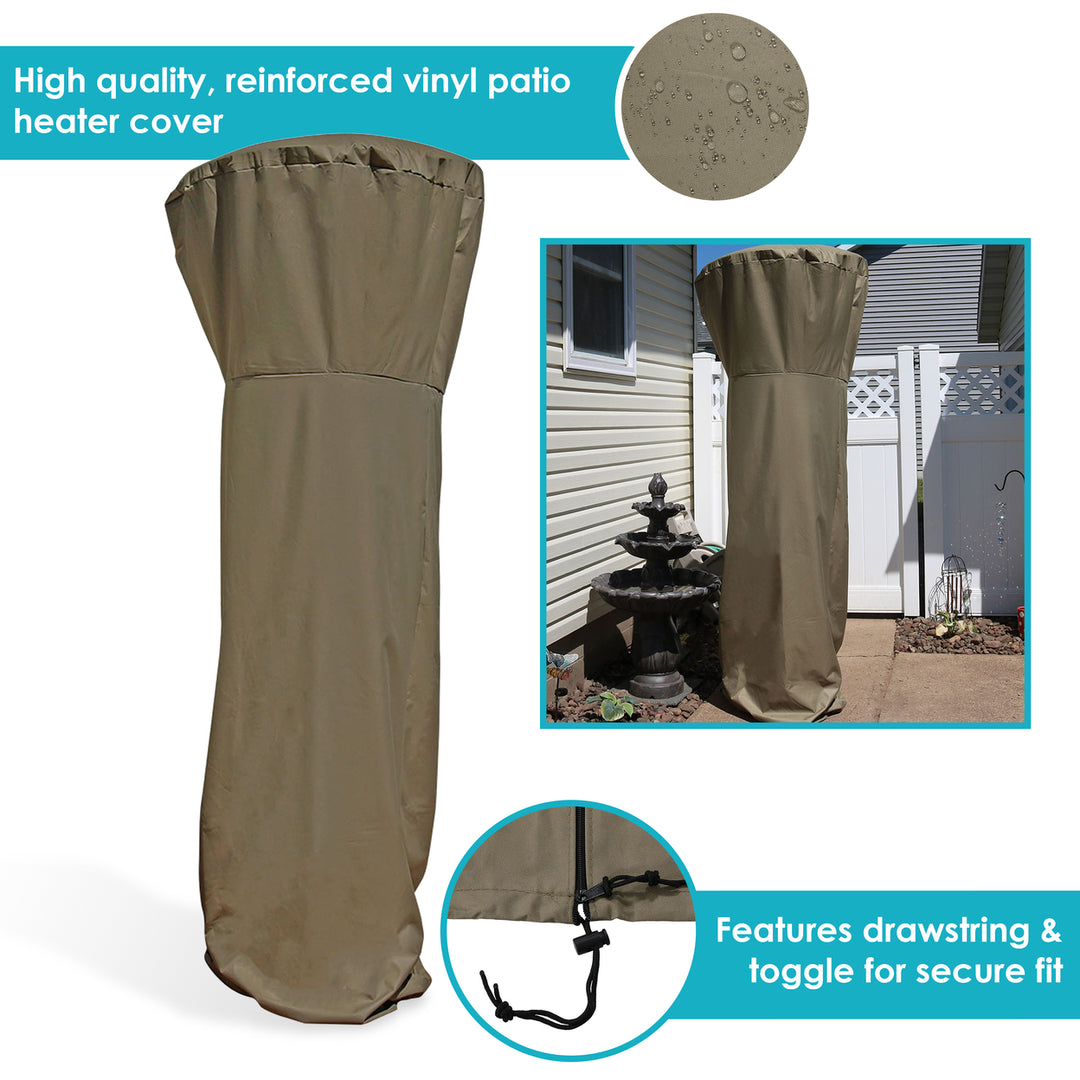 Sunnydaze 94 in Heavy-Duty PVC Outdoor Patio Heater Cover - Khaki Image 2